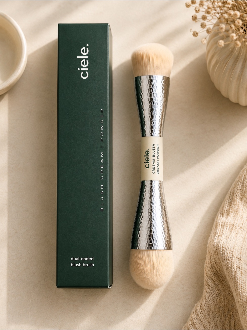 NEW Ciele Dual-Ended Blush Brush Cream & Powder Makeup Brush